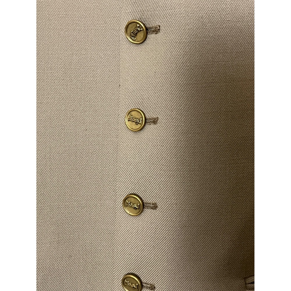 Vintage Yves Saint Laurent Vest Mens 38 Tan Formal 1970s Gold YSL Buttons - Picture 4 of 8